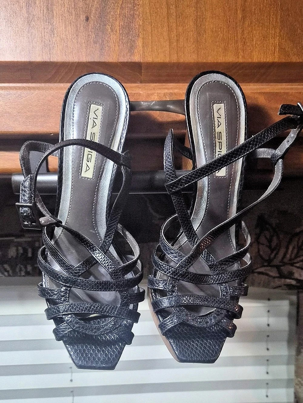 Via Spiga Black Strappy Heels Size 7.5